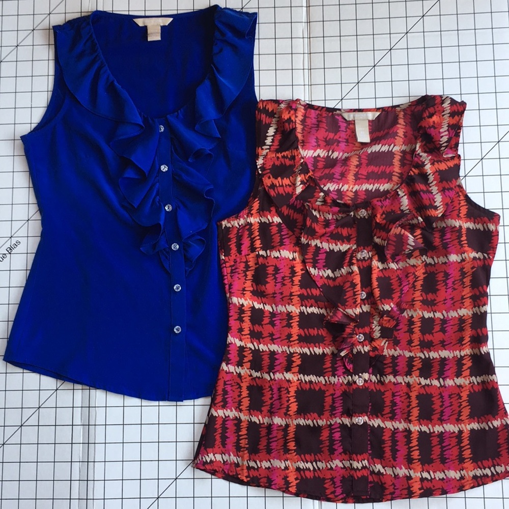 Banana Republic sleeveless ruffle button down